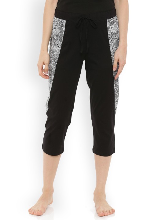 Black & White Regular Fit Lace Lounge Pants S