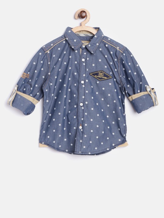 Boys Blue Printed Casual Shirt 1-2Y