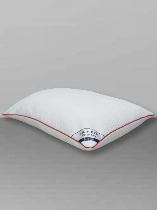 Nautica Aloevera Gel White Solid Polyester Medium Sleep Pillow-46 x 69 cm