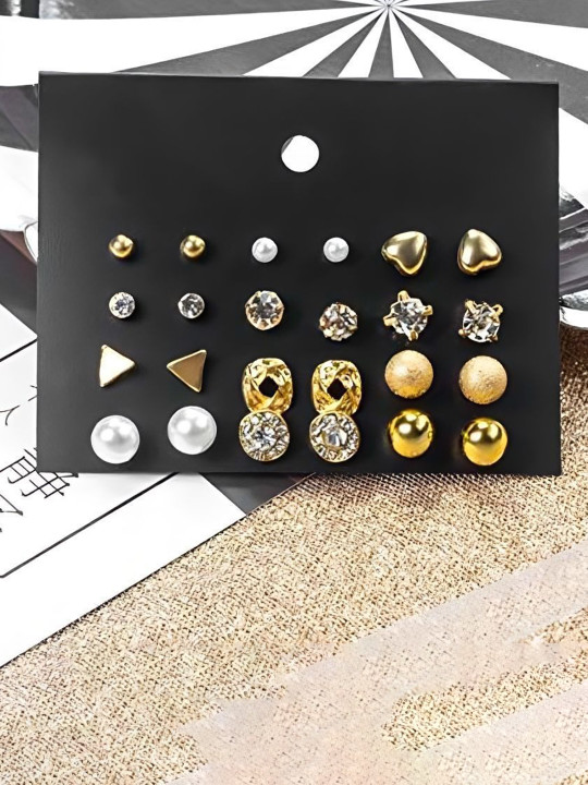 ANNA CREATIONS Set of 12 Contemporary Studs Earrings