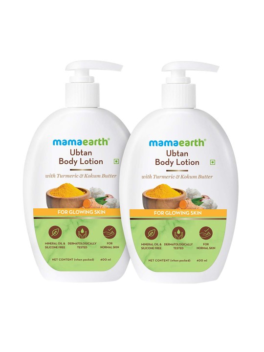 Mamaearth Set Of 2 Ubtan Body Lotion with Turmeric & Kokum Butter – 400ml Each