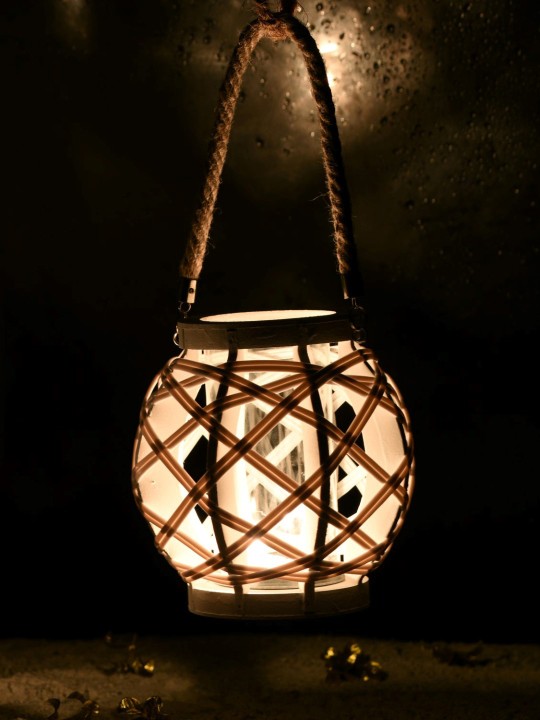 White Handcrafted Twist Candle Lantern