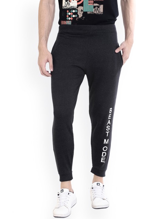 Rocx Men's Black Printed Slim Fit Joggers S