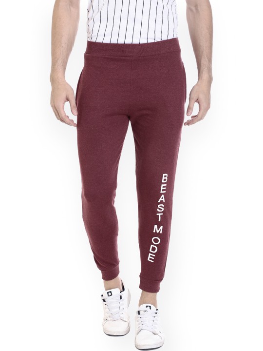 Men Maroon Printed Slim Fit Joggers S