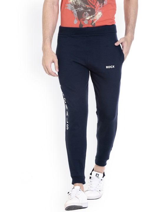 Men Navy Blue Printed Slim Fit Joggers S