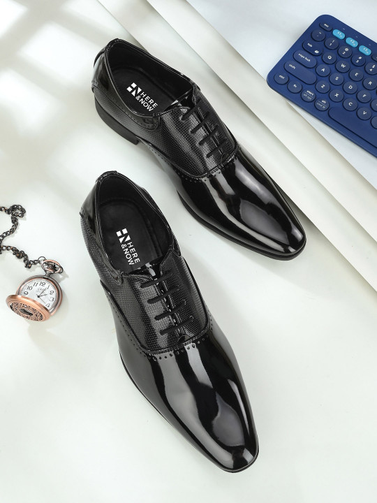 HERE&NOW Men Faux Leather Lace-Up Formal Derby