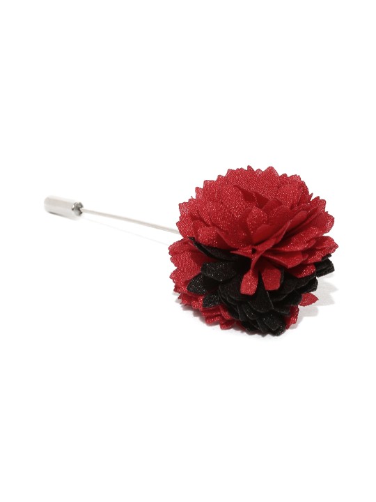 Men Red Floral Detail Lapel Pin