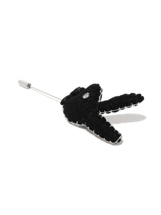 Men Black Bunny Detail Lapel Pin