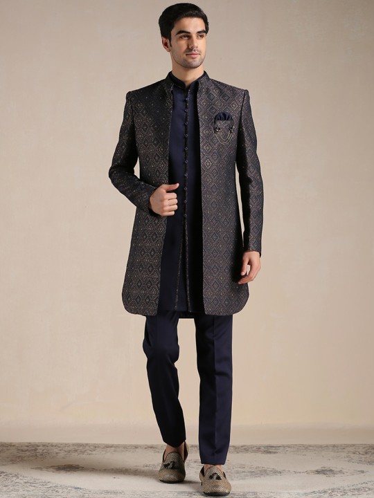 Manyavar indo western blue sales