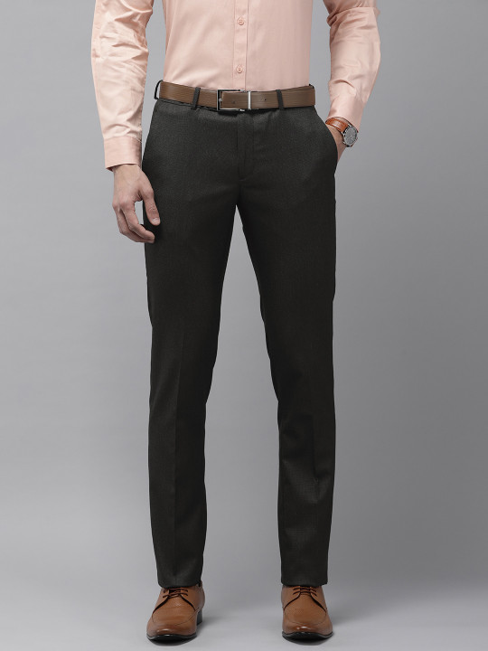 Arrow Men Textured Tailored Mid Rise Flat Front Formal Trousers