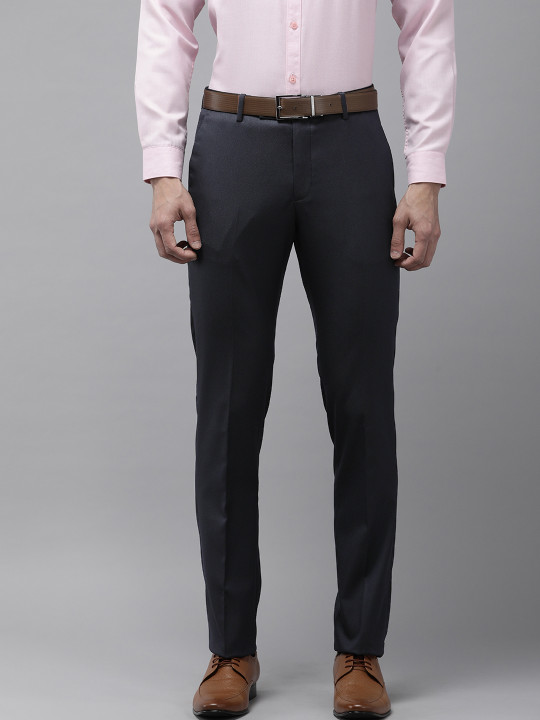 Arrow Men Textured Tailored Mid Rise Flat Front Formal Trousers