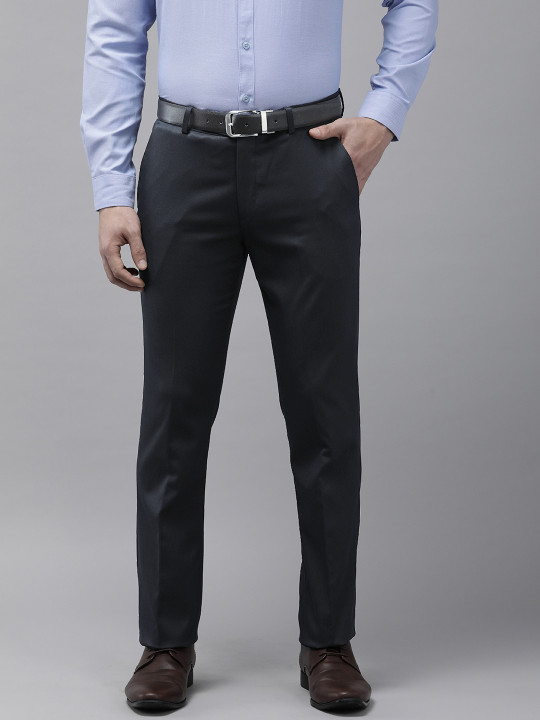 Arrow Men Textured Tailored Fit Mid Rise Flat Front Formal Trousers