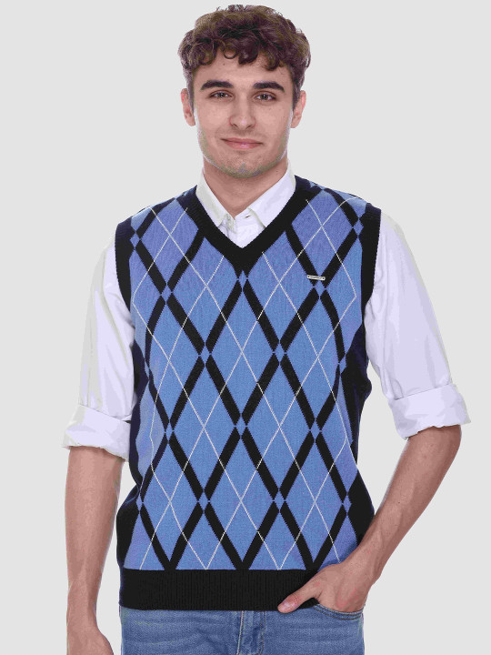 GODFREY Men Geometric Wool Sweater Vest