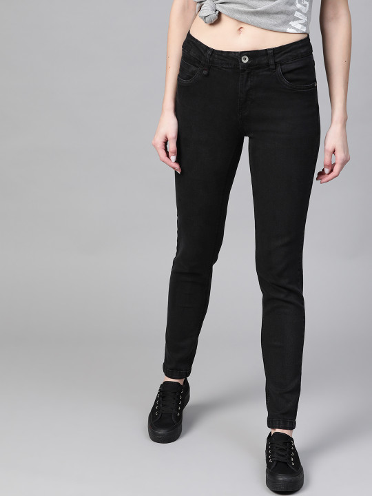 Roadster Women Black Skinny Fit Mid-Rise Clean Look Stretchable Jeans