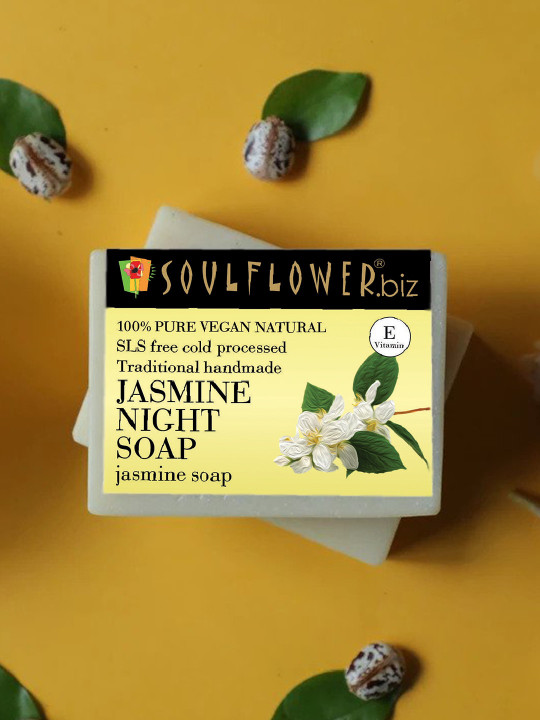 Soulflower Sustainable Unisex Pack of 2 Jasmine Night Soaps