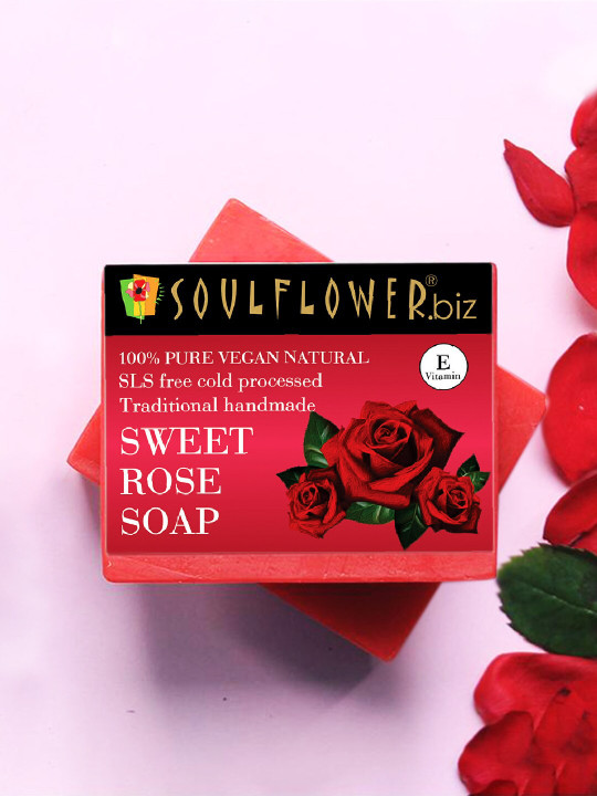 Soulflower Sustainable Unisex Pack of 2 Sweet Rose Soaps