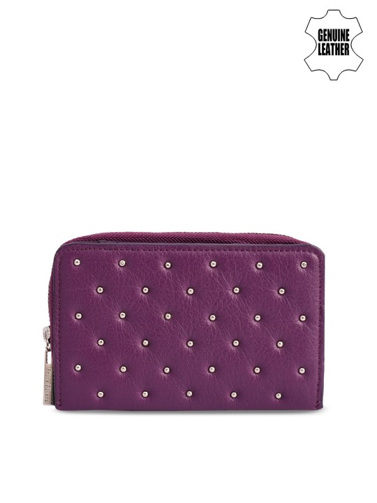Women Purple Solid Two Fold Leather Wallet