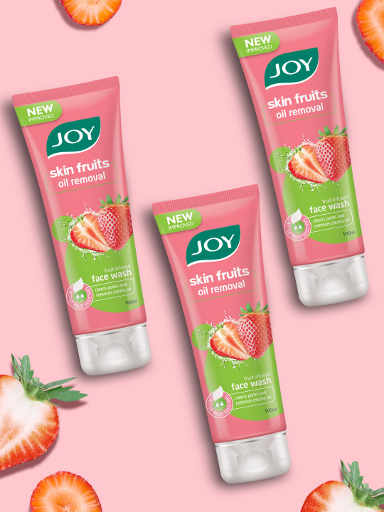 JOY Skin Fruits Set Of 3 Oil Removal Strawberry Face Wash 100 ml Each