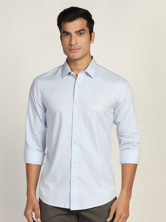Blackberrys Men Checked Cotton Slim Fit Casual Shirt