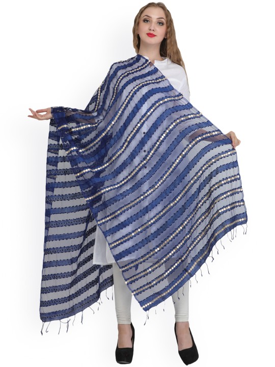 Navy Organza Dupatta