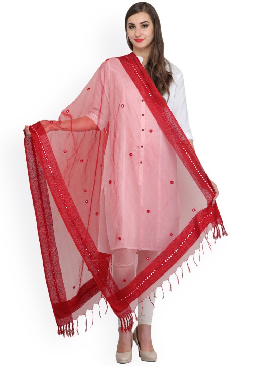 Red Embellished Dupatta