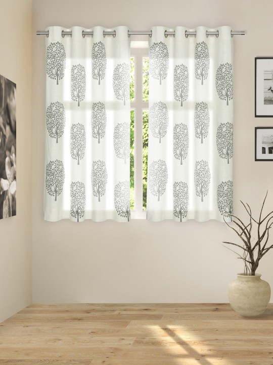 Yellow Printed 2 Room Darkening Window Curtains