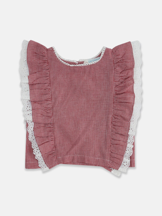 AKKRITI BY PANTALOONS Checked Ruffles Cotton Top