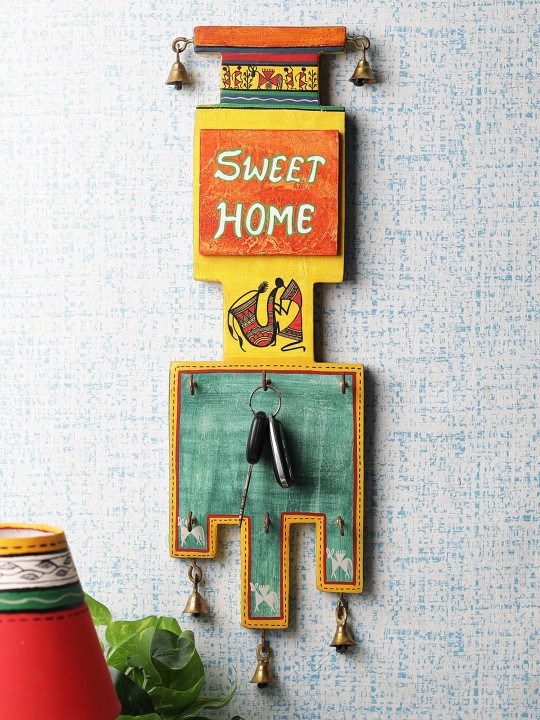 Multicoloured Handpainted Wooden Key Holder