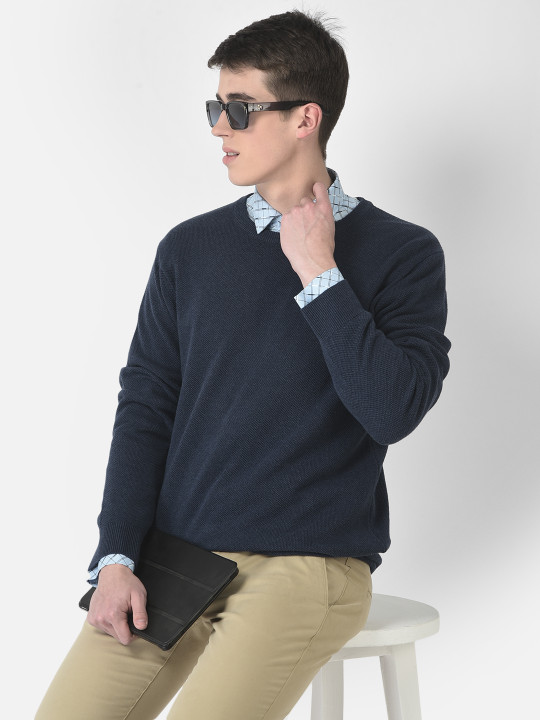 Crimsoune Club Men Navy Blue Pullover