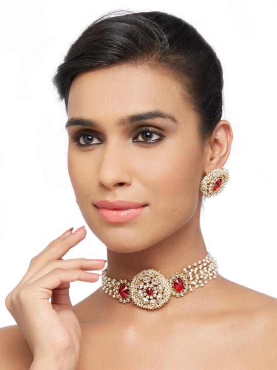 Gold-Toned Embellished Jewellery Set