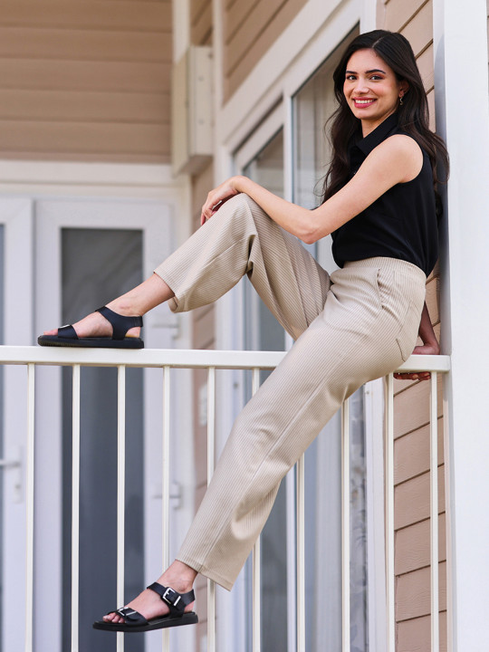 FABLE STREET X LivIn Women Relaxed Flared Regular Trousers