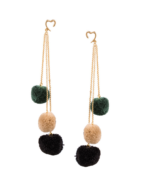 Gold-Toned & Black Spherical Drop Earrings