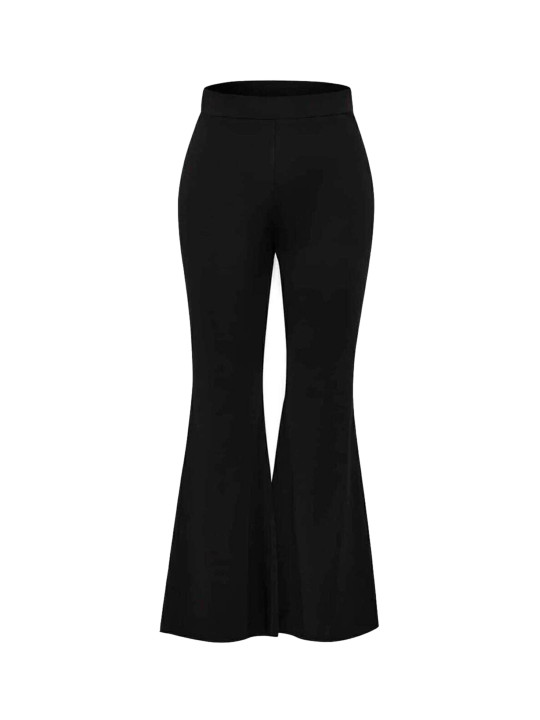 BROADSTAR Women Relaxed Straight Leg Flared High-Rise Easy Wash Trousers