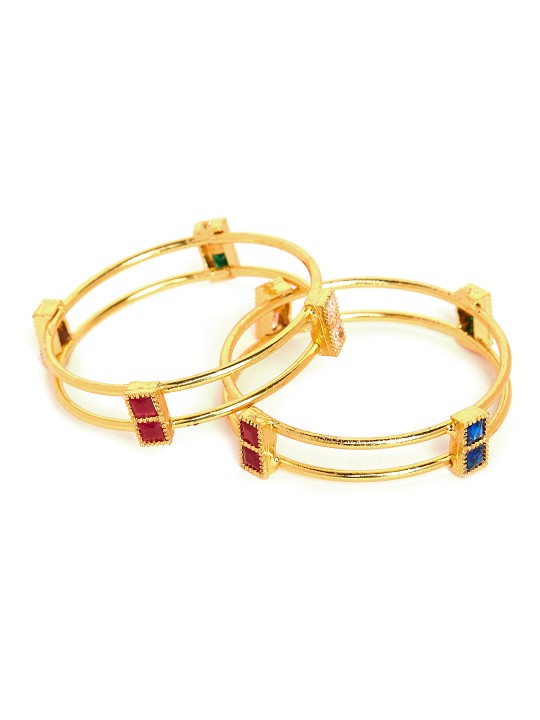 Set of 2 Gold-Toned Embellished Bangles 2.4