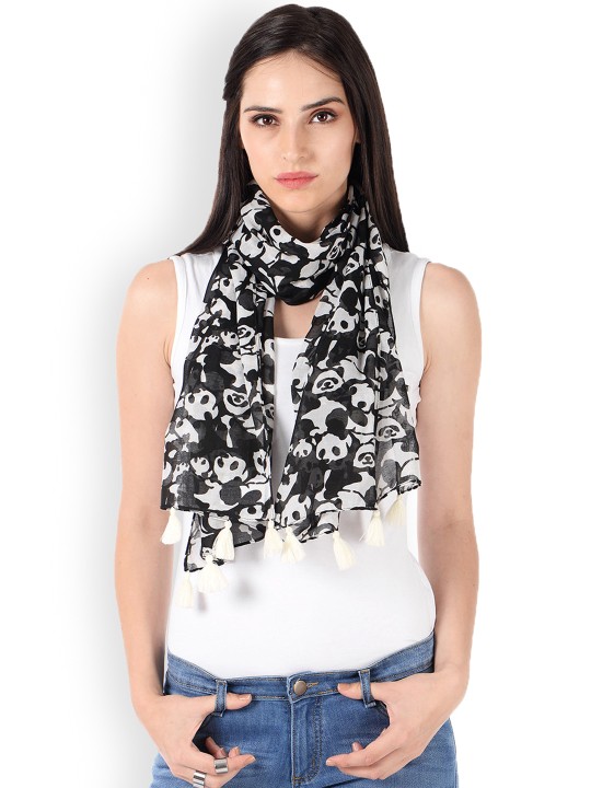 White & Black Printed Stole
