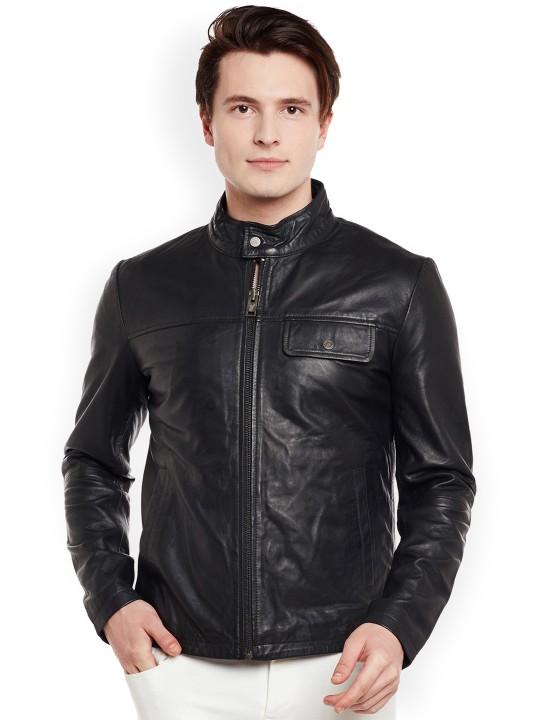 Men Black Biker Jacket S