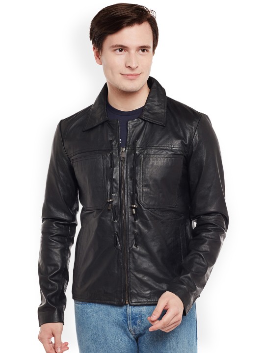 Men Black Biker Jacket S