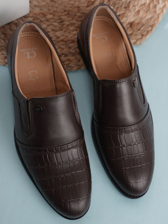 Carlton London Men Leather Slip-On Sneakers