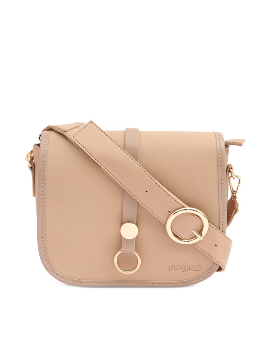 Beige Solid Sling Bag