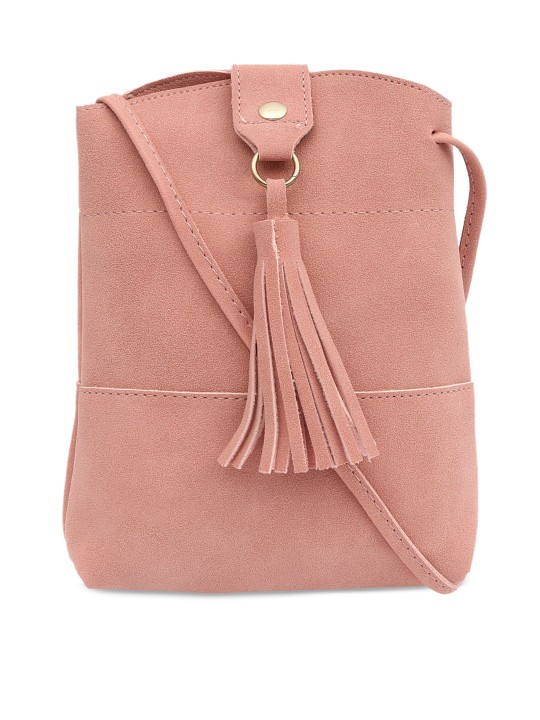 Peach-Coloured Solid Sling Bag