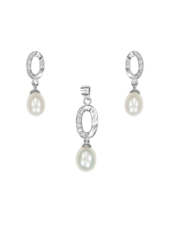 Sterling Silver CZ Stone-Studded Jewellery Set