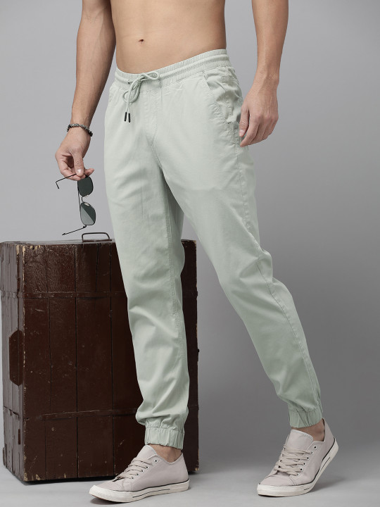 Roadster The Life Co. Men Mid-Rise Joggers Trousers With Drawstring Closure