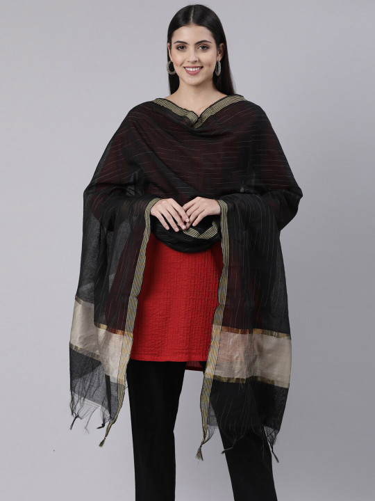 Souchii Striped Tasselled Dupatta