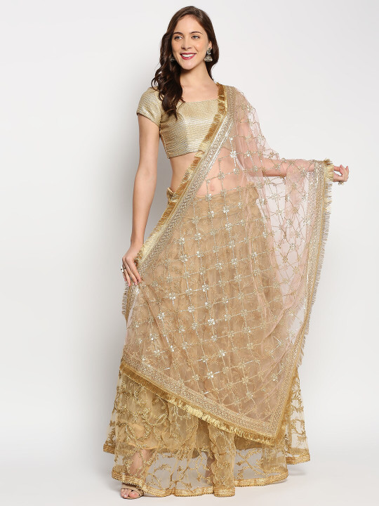 Dupatta Bazaar Ethnic Motifs Embroidered Dupatta with Sequinned
