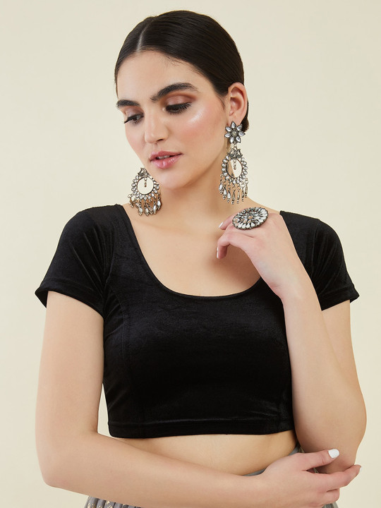 Soch Velvet Princess Cut Saree Blouse