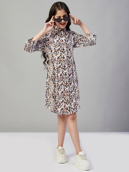 Stylo Bug Girls Abstract Printed Shirt Dress