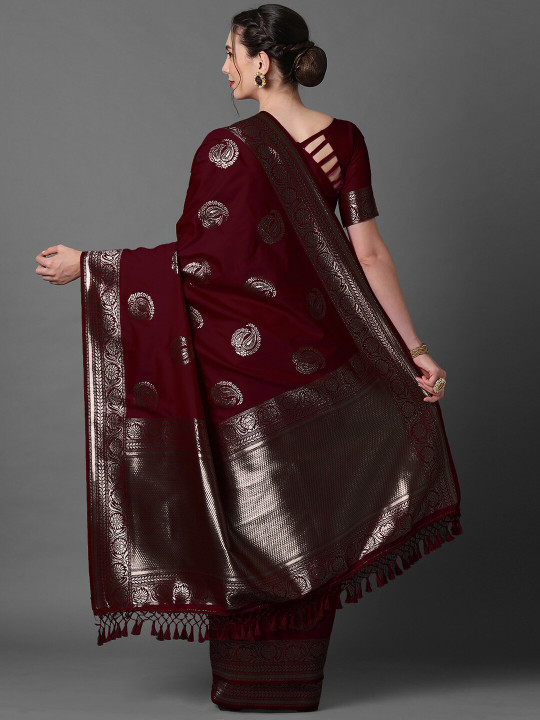 Mitera Ethnic Motifs Woven Design Zari Banarasi Saree