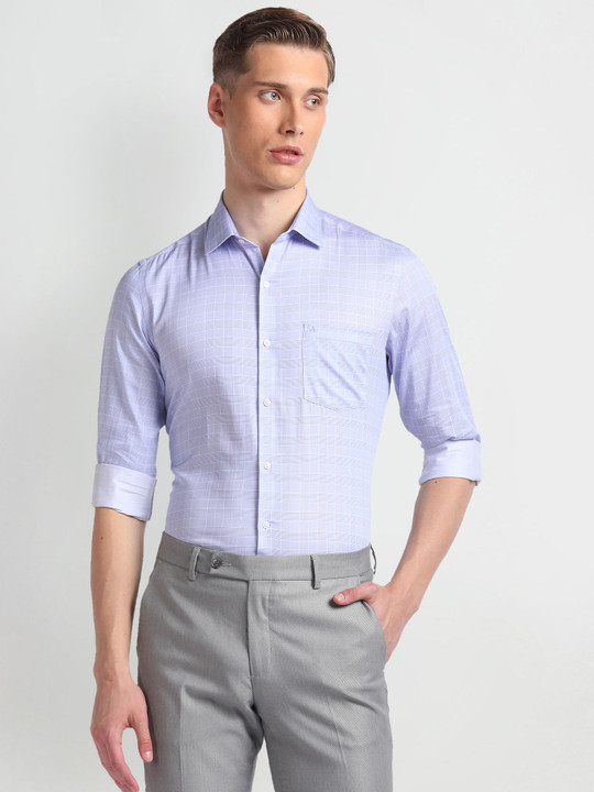 Arrow Men Slim Fit Tartan Checks Pure Cotton Formal Shirt