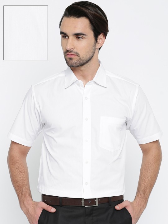 Men White Comfort Fit Solid Formal Shirt 36