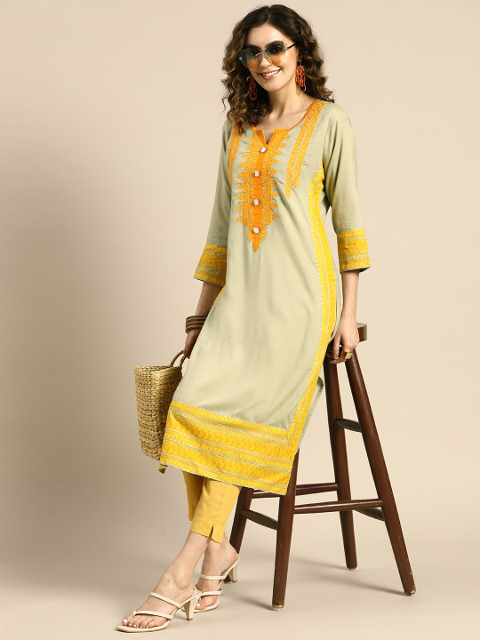 Sangria Women Ethnic Motifs Embroidered Thread Work Kurta